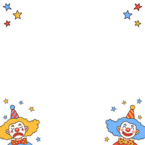 Transparent Frame with Cheerful Clown Art and Stars - Download Free Stock Videos Pikwizard.com