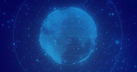 Digital Globe with Blue Grit-Grid Background of Global Connectivity - Download Free Stock Images Pikwizard.com