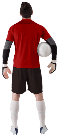 Transparent view of soccer goalkeeper holding ball