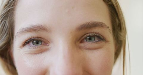 Close-up of Happy Caucasian Woman's Eyes in Natural Light