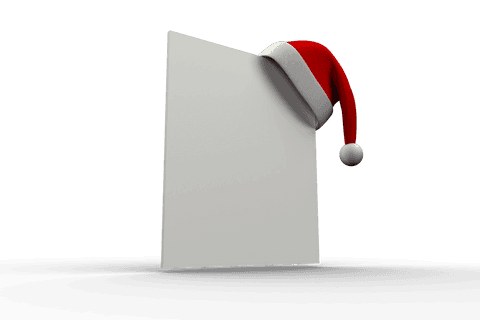 Santa Hat Hanging on Blank Transparent Poster Ideal for Holiday Seasons