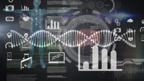 Futuristic Biological and Technological Data Process Visualization