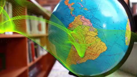 3D Globe With Digital Mesh Ribbon For Educational Innovation