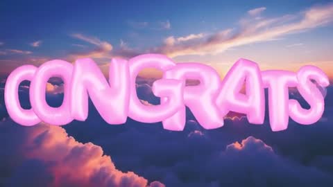 3D Congrats Text with Bubbles Above Sunset Cloudscape