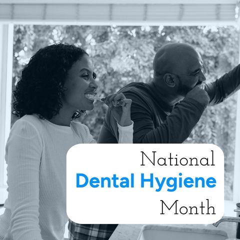 happy couple celebrating national dental hygiene month at home - Download Free Stock Templates Pikwizard.com