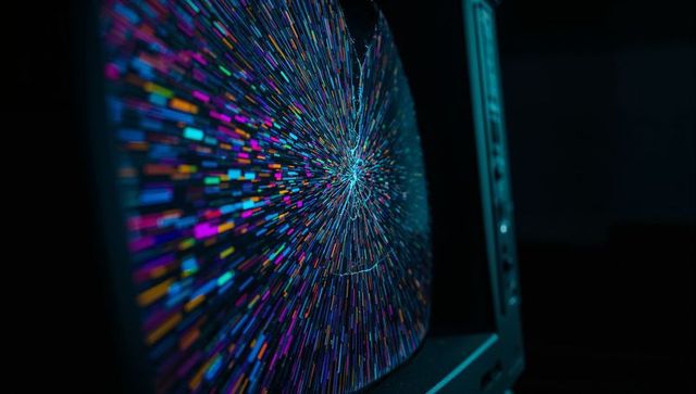 Vintage CRT Monitor with Vibrant Data Visualization