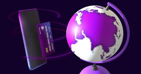 Digital Finances Conceptual with Credit Card, Smartphone, Globe