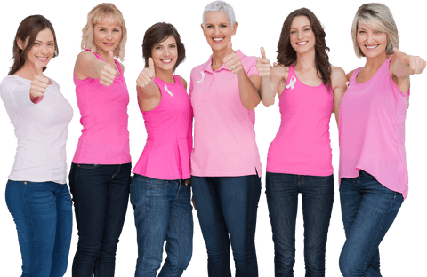 Transparent Female Group Celebrating Breast Cancer Awareness