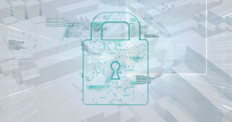 Digital Security Padlock with Virtual Technology Blocks - Download Free Stock Images Pikwizard.com
