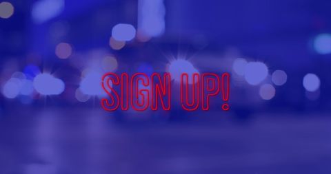 Sign Up Text Over Cityscape Night Background