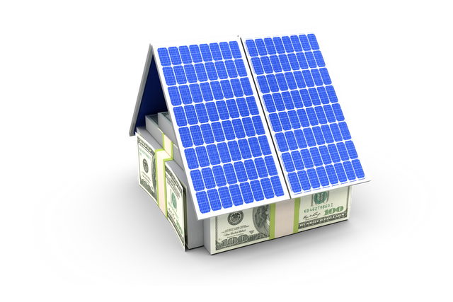 3D House Made From US Dollar Bills with Solar Panels Surfaces Transparent Scene - Download Free Stock Videos Pikwizard.com