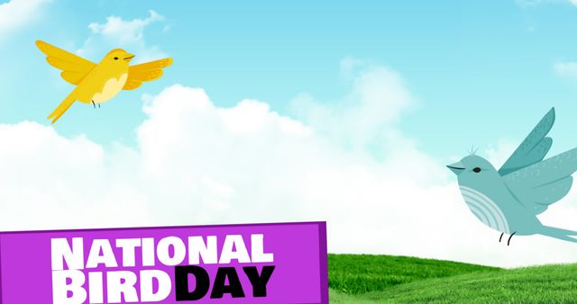 National Bird Day Celebration with Colorful Birds and Blue Sky - Download Free Stock Images Pikwizard.com