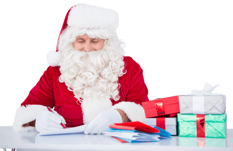Santa Claus Preparing Gifts and Letters Transparent Background - Download Free Stock Videos Pikwizard.com
