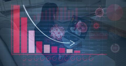 Student Analyzing Virus Data on Laptop in Learning Environment