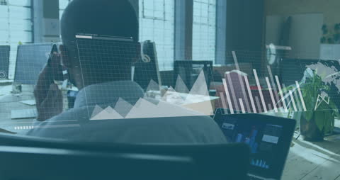 Businessman on Call Analyzing Interactive Financial Graphs