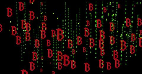 Floating Bitcoin Symbols Over Digital Matrix Background - Download Free Stock Images Pikwizard.com