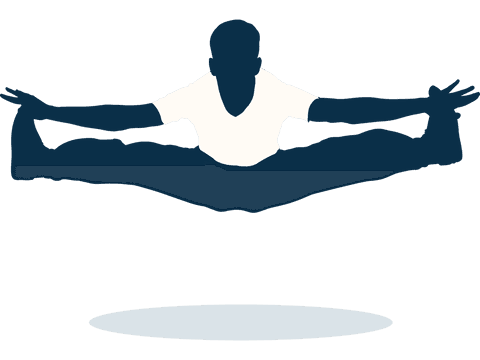 Silhouette of star jumping man on transparent background
