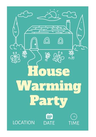 Charming Housewarming Party Invitation with Illustrated Home Design - Download Free Stock Templates Pikwizard.com