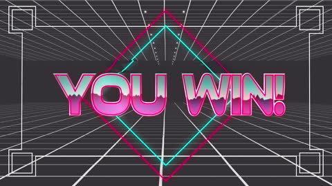 Retro Video Game You Win Neon Text Animation