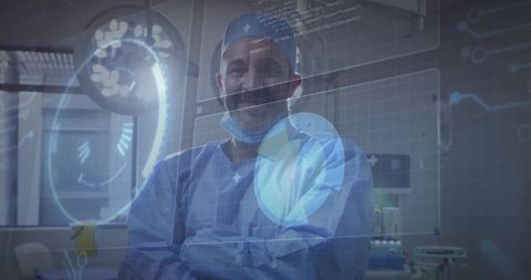 Surgeon with Holographic Technology in Modern Operating Room