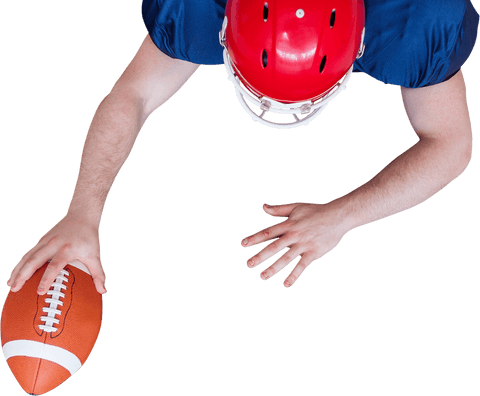 Transparent athlete reaching for touchdown png