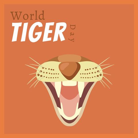 World Tiger Day Artwork Showcasing Roaring Tiger Mouth Design - Download Free Stock Templates Pikwizard.com