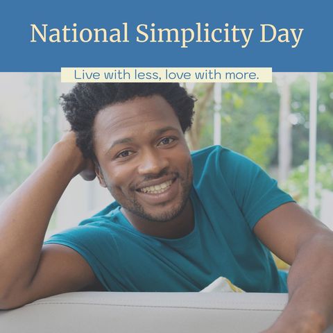 Smiling African American Man Celebrating National Simplicity Day - Download Free Stock Templates Pikwizard.com