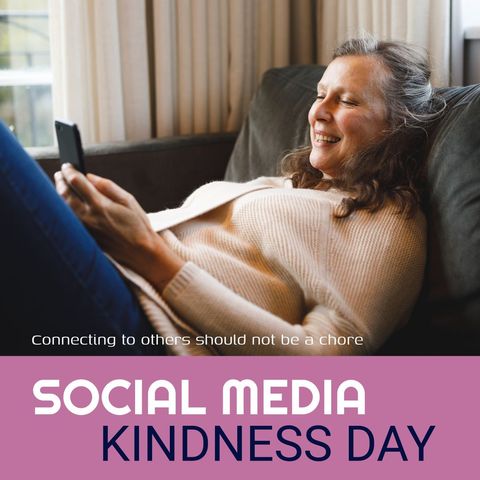 celebrating social media kindness day with senior engaging online - Download Free Stock Templates Pikwizard.com