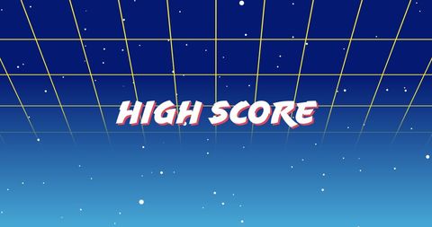 Retro gaming high score with grid and galaxy background