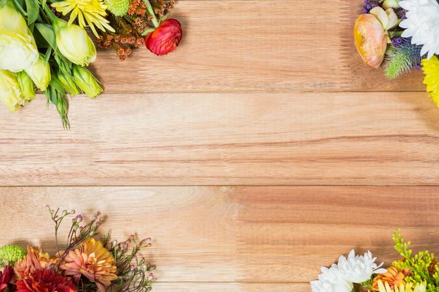 Colorful Flower Arrangement on Wooden Board - Download Free Stock Photos Pikwizard.com