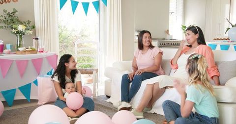Cheerful Baby Shower Gathering Celebrating Friendship and Motherhood