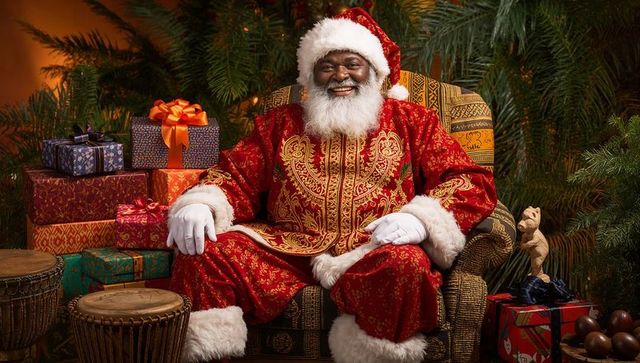 Festive Santa Claus Reflects Holiday Spirit in Decorative Chair