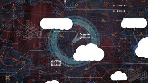 Futuristic Technology Interface with Application Icons and Global Map