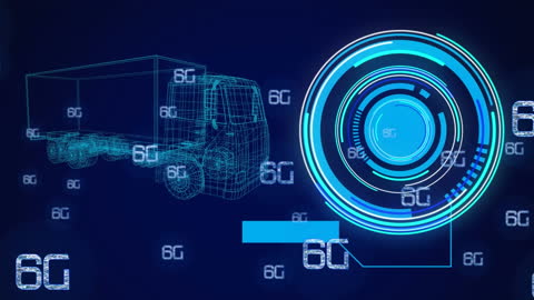 Sleek Digital 6G Concept with Truck Model and Tech Elements