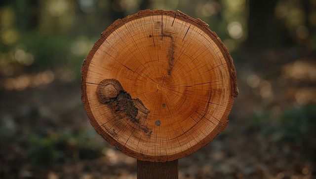 Detailed tree trunk cross-section with natural rings and patterns
