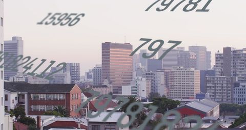Digitally Enhanced Cityscape with Overlaying Numbers - Download Free Stock Images Pikwizard.com