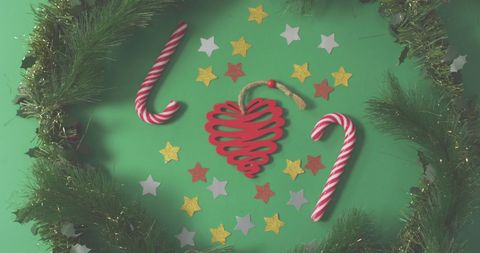 Festive Christmas Ornament and Candy Cane Arrangement - Download Free Stock Images Pikwizard.com