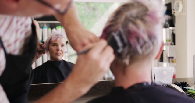 Hairdresser Dyeing Hair of Female Client in Salon - Download Free Stock Images Pikwizard.com