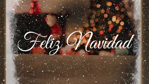 Feliz Navidad Text with Christmas Tree in Background
