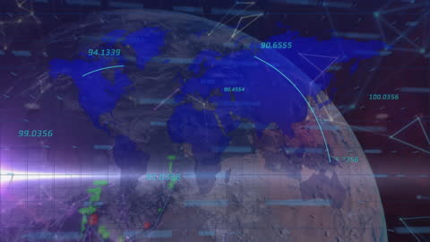 Animated Global Network with Data Visualization Effects