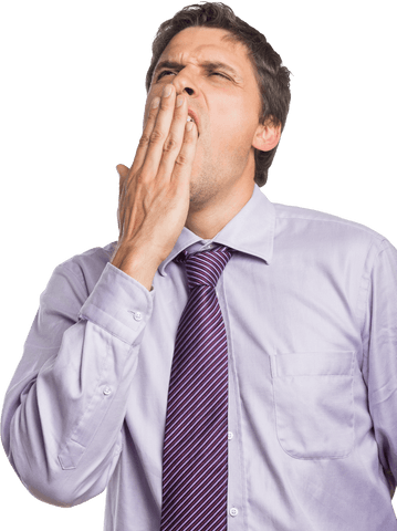 Transparent Yawning Young Man in Shirt and Tie