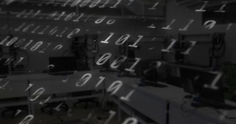 Binary Code Overlaying Empty Tech Lab Interior - Download Free Stock Images Pikwizard.com