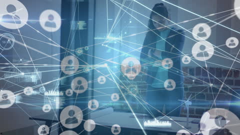 Global Network Concept with Businesswoman Analyzing Data