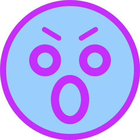Surprised emoji icon in transparent digital illustration