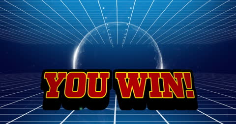You Win Animation with Futuristic Digital Globe Background