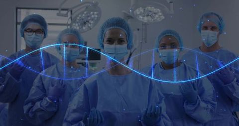 Surgical team with dna technology overlay in operating room