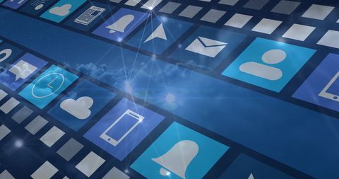 Abstract Blue Technology with Digital Social Media Icons - Download Free Stock Images Pikwizard.com