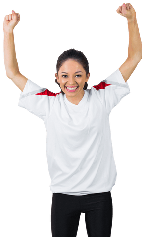 Transparent Image of Excited Football Fan Cheering in White Shirt