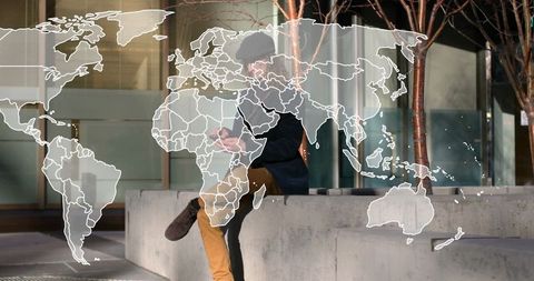 Global Connectivity Concept: Man Engaged with Technology