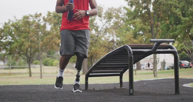 Amputee Athlete Training Outdoors in Park - Download Free Stock Images Pikwizard.com